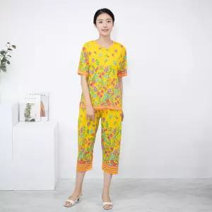 [모슬린]엄마옷 하트꽃 반팔 홈웨어 상하세트 614FGH082 마담중년여성빅사이즈50대60대