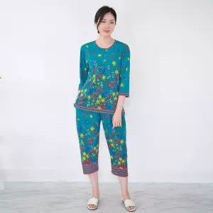 [모슬린]엄마옷 플라워 7부상하세트 홈웨어 614FGH037 마담중년여성빅사이즈50대60대