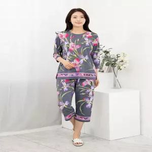 [모슬린]엄마옷 꽃잎 7부 상하세트 홈웨어 614FGH033 마담중년여성빅사이즈50대60대