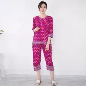 [모슬린]엄마옷 7부 상하세트 홈웨어 614FGH029 마담중년여성빅사이즈50대60대