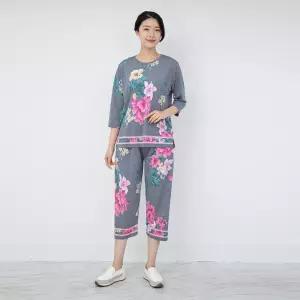 [모슬린]엄마옷 진달래 상하세트 홈웨어 614FGH028 마담중년여성빅사이즈50대60대