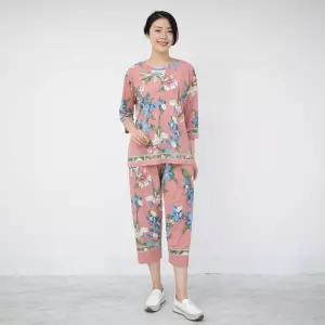 [모슬린]엄마옷 난꽃 상하세트 홈웨어 614FGH027 마담중년여성빅사이즈50대60대