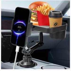 [셀러에이드]D24 3in1 차량용 컵홀더 스마트폰거치대 트레이 편리한수납