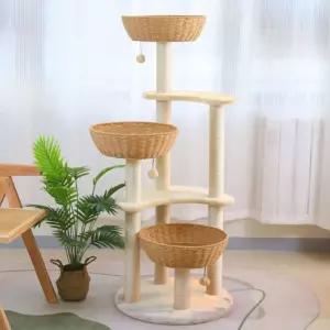 원목 캣 타워 벽타워 스크레쳐 투명해먹 캣타워 스크래쳐