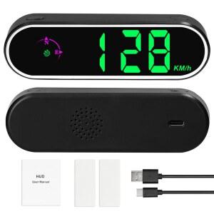 슈칼라카 속도계 HUD GPS 디지털 속도계 MPH / KMH 전환 가능, 컬러풀한 LED 디스플레이 시계와 나침반 기능 고속 알람으로 헤드업 디스플레이, 자동차 트럭 SUV RV용
