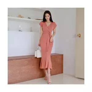 피콜로 여자 데일리룩 원피스 쉬폰 여름 슬림핏 프릴 스커트 KUK3