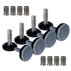 5/16인치 실 가구 / 테이블 의자 바 스툴 풋 레벨러 나무 다리 레벨링 글라이드용 나사 장착, 5/16-18 조절식 패드 삽입(8개 패키지)