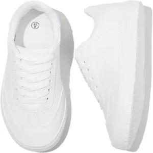 로민즈 여성용 화이트 테니스화 패션 PU 가죽 스니커즈 남녀 공용 경량 캐주얼 워킹화