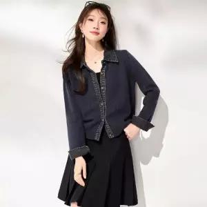 춘추 여친 청 니트 무지데님 셔츠 카라 카디건 아우터 상의 양털 원픽3