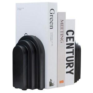 마이기프트 블랙 콘크리트 북엔드 장식 아치 디자인 책을 위한 선반용 북 미니멀리스트 가정 및 사무실 정리함 모던 아트 데코 1켤레