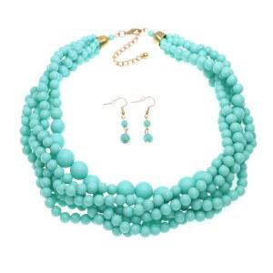 JNF 멀티 스트랜드 트위스트 비즈 목걸이 빕 버블 진주 선언 튬 주얼리 세트 여성용