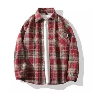 슬램덩크 남자 모직 트렌드 체크 셔츠 빅사이즈 긴팔 HO1