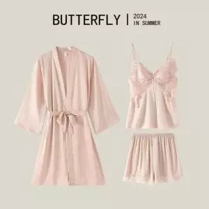 여름 나시 슬립 홈웨어 잠옷 쓰리피스 봄가을 패드 커플 잠옷세트 MN OOTD1