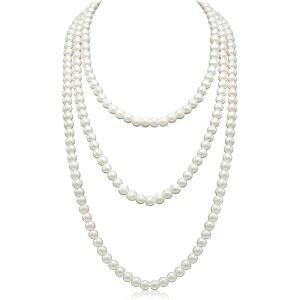 로 돌프 롱 진주 목걸이 레이어드 나바호 블랙 구슬 보호 튬 주얼리