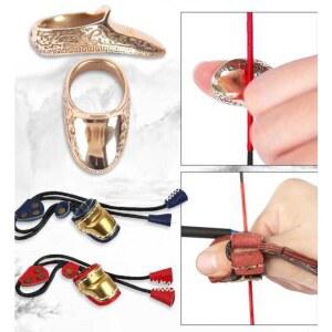 국궁깍지 양궁 보호대 활 싱글 링 핑거 숫깍지 가죽 손가락 검은색