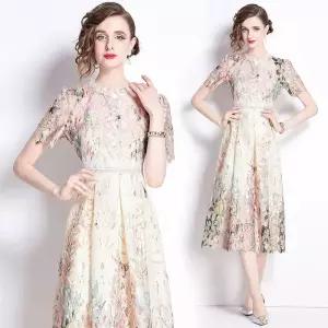 앤트맨 여성용 원피스 가벼운 펀칭 레이스 포지셔닝 프린트 중기장 OPH1