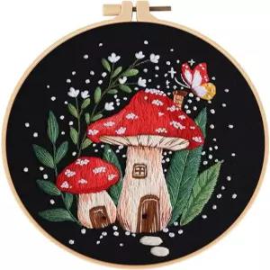 하우타디 초급 자수 키트 및 이지 크로스 스티치 바늘과 실이 포함된 전체 후프 패턴 8