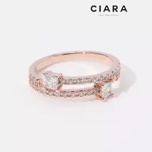 [하프클럽/씨아라]CIARA 14K Saviano 스퀘어스톤 샤이닝 투라인 반지(GoldPlated)