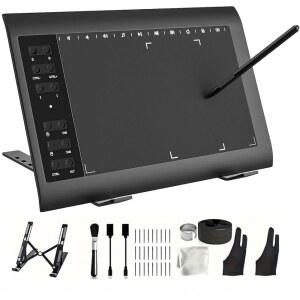 그래픽 드로잉 태블릿 TEROW, 10x6인치 디지털 드로잉 태블릿, 브래킷 및 8192 레벨 스타일러스 PC / Mac / Android 5 0용 , 드로잉 및 온라인 교육용, 드로잉 패드 드로잉 보라드 및 컴퓨터 태블릿