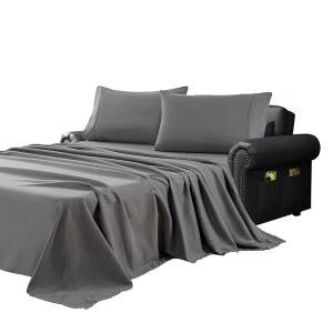 킹넥스 소파 침대 시트 4 6 딥 포켓 소프트 더블 브러시 1800 극세사 침구 세트 54 x72 x6 그레이