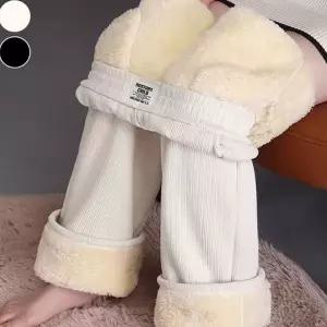 기모 융털 바지 여성 겨울 밴딩 와이드 팬츠