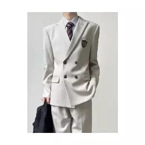 윈터솔져 남자 데일리룩 정장자켓 교공베이지색 양복 봄가을 바느질 칼라 더블 코트 상의 KUK3