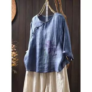 윈터솔져 여성 셔츠 모시 라운드 롱루즈핏 칠부 빈지 풀오버 루즈핏 데일리룩 사선 티 집게 앤크룩 KUK5