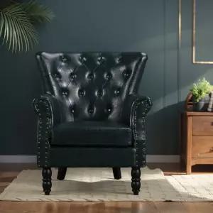 빈티지 윙체어 엔틱 가죽 쇼파 거실 클래식 라운지 원목 인테리어 1인용 안락의자