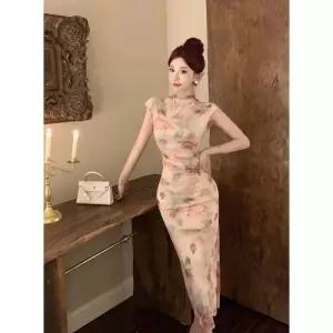 손오천 원피스 스커트 여자 여름 플라워 슬림핏 프린트 펜슬 트임 힙색 데일리룩 KUK1