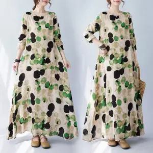 손오천 원피스 여자 빈티지 데일리룩 플라워 바캉스룩 여행 라운드 롱스커트 마 KUK3