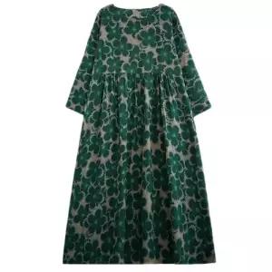 손오천 여친 원피스 가을 빈티지 바캉스풍 플라워 라운드넥 롱스커트면마 데일리룩 KUK3