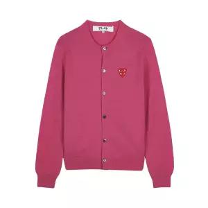 [롯데백화점]꼼데가르송 FW25 공용 더블하트 와펜 가디건 AX N075 051 PINK