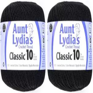 리디아 이모의 클래식 코바늘 뜨개질 실 사이즈 10-블랙