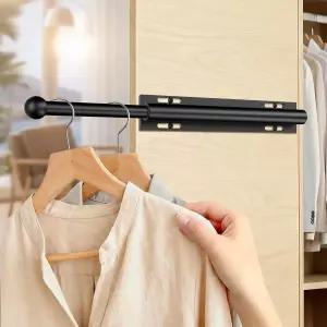 루베니아 옷장용 발렛로드 슬라이드 조절 가능한 12인치 헤비 듀티 스테인리스 세탁실 침실 욕실블랙