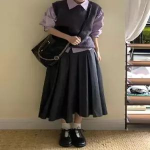 치마 스커트 여자 봄 가을 여주인공룩 조끼 블라우스에 세트 3종 원픽3