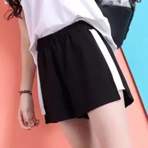 옆라인 배색 포인트 여성 여름 캐주얼 밴딩 반바지 기본, 블랙화이트/S, FREE(One size)