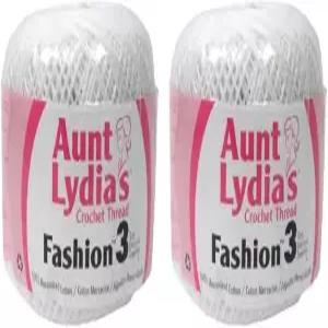 리디아 이모의 코바늘 뜨개질 실 - 사이즈 3 (2팩) 흰색