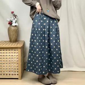 여친 치마 스커트 롱 빈티지 가을 도트 프린트 A라인 밴딩 원픽3