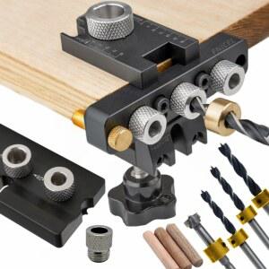 정밀 지그 Dowel Cam Jig 3 In 1 Dowelling Jig 마스터 키트 목재 구멍 드릴링 가이드 DIY 목재 작업