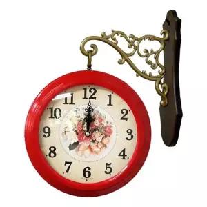 GB2253e 무소음 플라워 양면 벽시계 레드 국내제조 홈데코시계