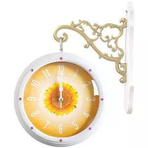 GB2320e 행운 해바라기 핑크 보석 무소음 양면 벽시계 모던양면벽시계