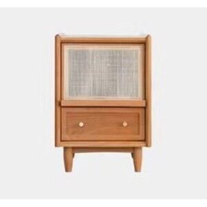 라탄협탁 침대협탁 조명 다용도 거실 미니 장식장 우드