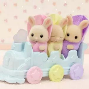 (올핀)실바니안 패밀리 세 쌍둥이 밀크토끼 목욕 놀이 인형 세트