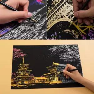 H 스크래치북/나이트뷰 컬러링엽서 컬러링북 컬러링보드 아트북 스크래치페이퍼 그림그리기세트