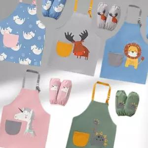 아동 미술 가운 팔토시 세트 일러스트 동물 유아용