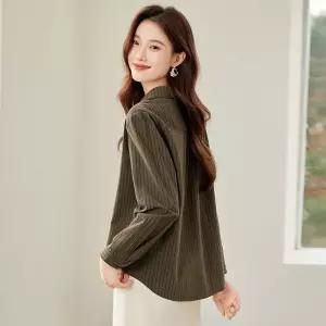 EAMT 여성 면 긴팔 상의 봄옷 셔츠 봄가을 스트라이프 EUNG1