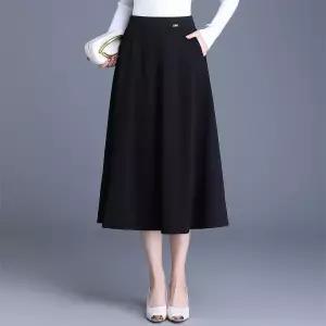 스파이더맨 스커트 여성 블랙 캐주얼 오피스룩 가을 우산 중기장 슬림핏 A라인 OPH3
