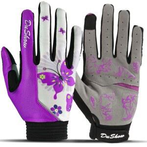 여성용 듀쇼 자전거 장갑 핑크 플로럴 운동 풀 핑거 운전용 라이딩 젤 패딩 터치스크린