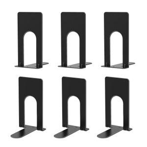 옵톰니 북엔드 선반용 소형 3쌍 3 9 x 2 8 5 2인치 블랙 메탈 북 홈 오 용 튼튼한 책 홀더 6개