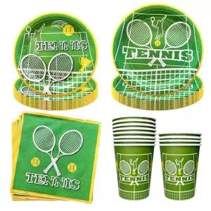 테니스 파티 장식 일회용 식기 접시 컵 냅킨 식탁보 스포츠 생일 용품